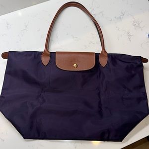 Longchamp “Le Pilage” Tote in dark purple